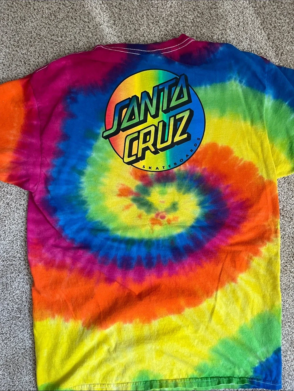 Santa Cruz Tie-Dye Spiral Tee in Rainbow Colors 100% cotton - Picture 2 of 3